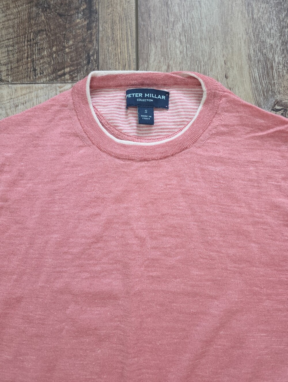 Peter Millar Collection - Italian Merino Silk Linen Crewneck - S - Salmon Pink